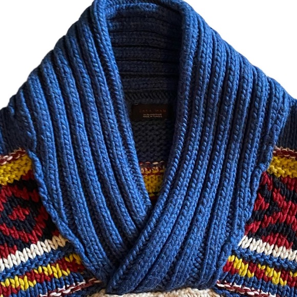 Zara Man Chunky Heavy Sweater Men’s Size XL Cowl Neck Fisherman's Acrylic Wool - Picture 5 of 16